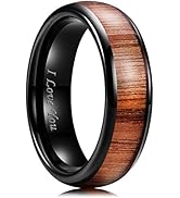 King Will 4mm 6mm 8mm Stainless Steel Wedding Band for Men Women, Koa Acacia Wood Inlay Ring with...