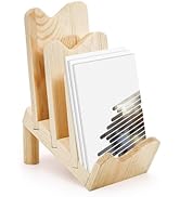 Suwimut Brochure Holder, 3-Tier Pine Wood Brochure Display Stand Trifold Literature Holder, Postc...