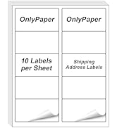 OnlyPaper 10 Up Self Adhesive Mailing Labels, 2" x 4" Shipping Labels - 200 Sheets, White Address...