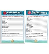 TLC Safety By Design Emergency Contact Fridge List in 5.5” x 7.5” Plastic Cover Magnetic Sleeve R...
