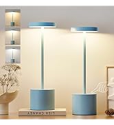 Kakanuo Blue Cordless Lamp, Rechargeable Lamp, Touch Control, 3 Color Temperature, LED Outdoor Wi...