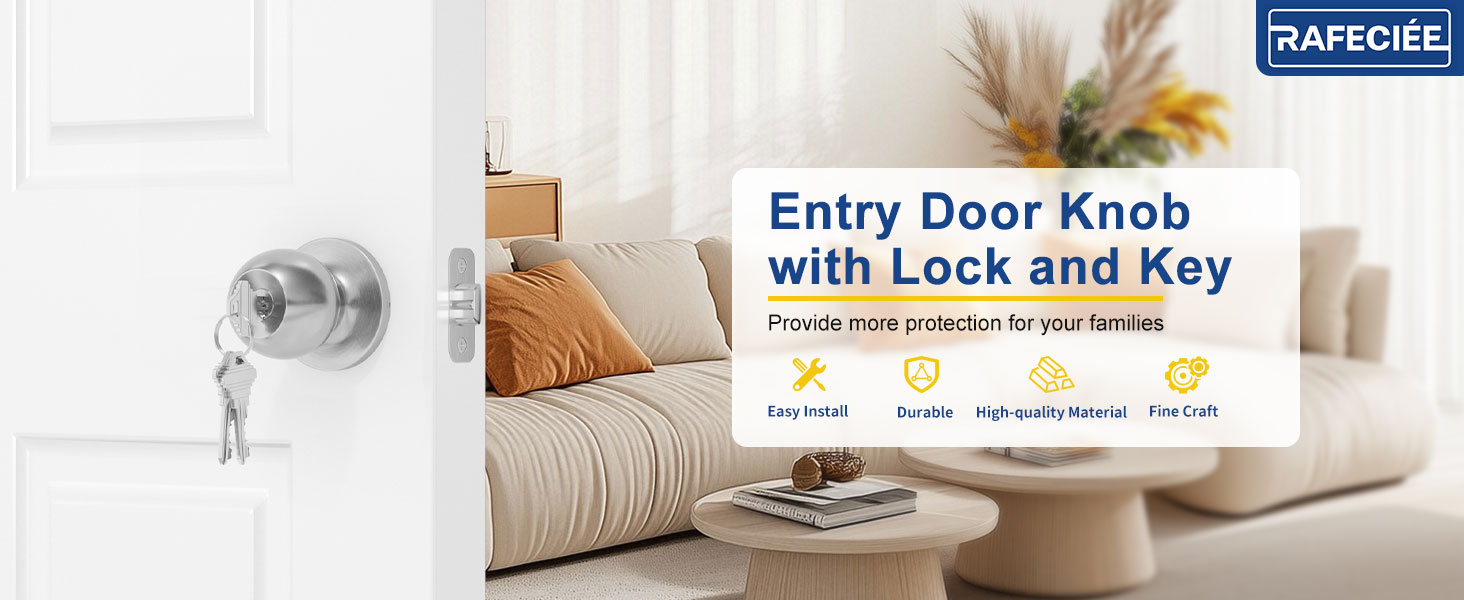 Entry Door Knob with Lock and Key