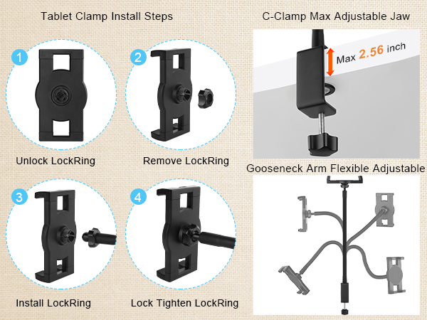 Gooseneck tablet holder