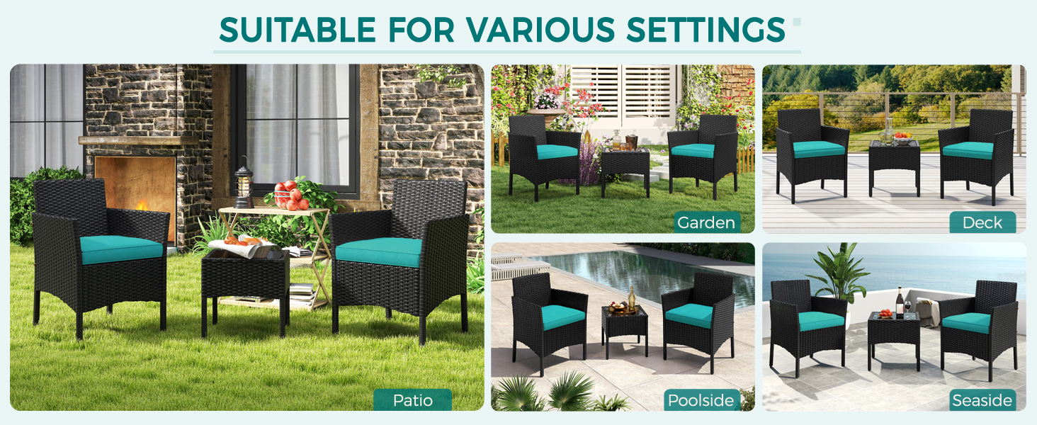 3-Piece Rattan Furniture Set