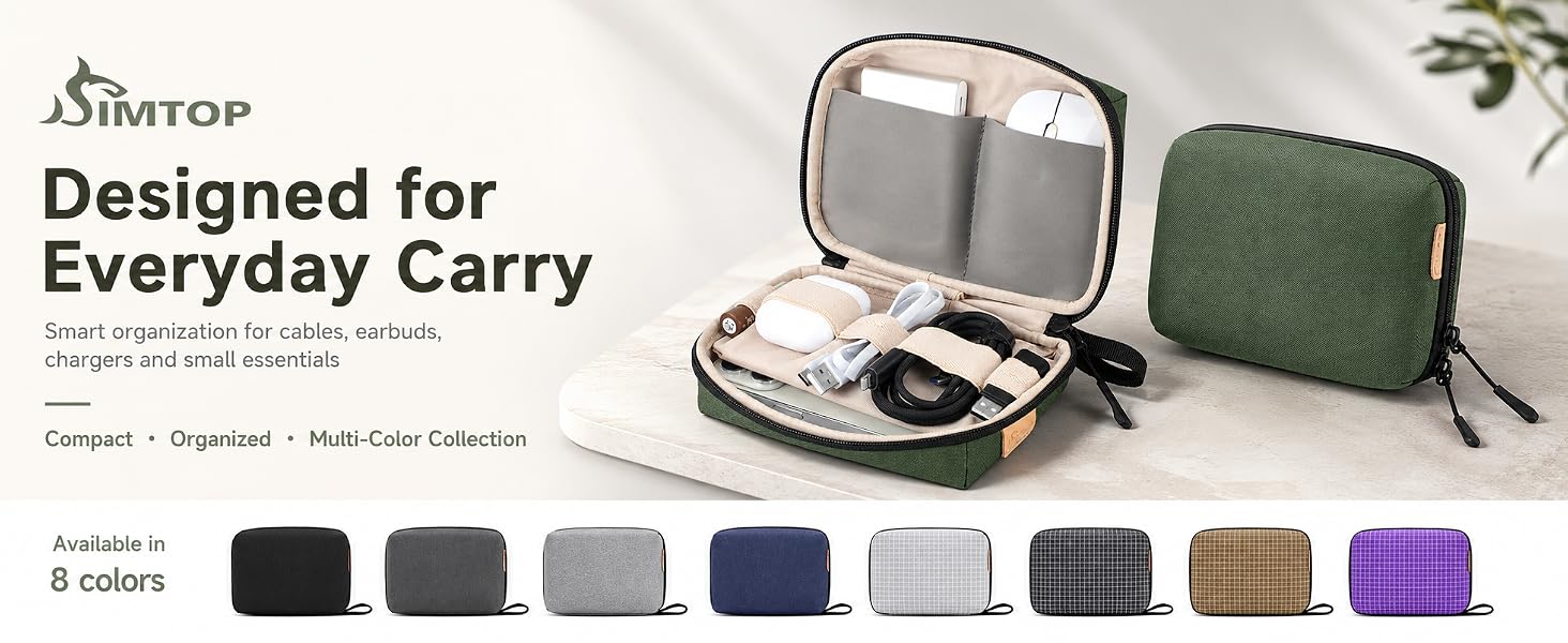 Small Tech Case Organizer for Cords Chargers Earbuds Travel Pouch
