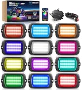 MICTUNING Q1 MAX RGB+IC Rock Lights 12 Pods Kit, 288 Beams 1000% Brighter Chasing Dreamcolor Unde...