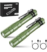 WORKPRO Rechargeable Pen Light, Mini Flashlight, 2 Pack Ultra-Compact EDC Flashlight, Pocket Flas...