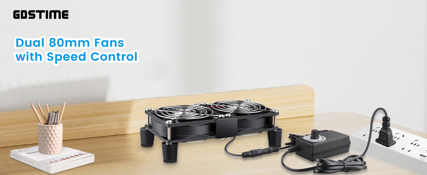 GDSTIME 80mm computer fan with ac plug 110 120v 220v 240v variable speed controller