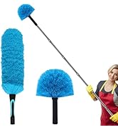 20+ Feet High Reach Duster Kit with 3-12 ft Extension Pole, Cobweb &amp; Corner Brush Cleaning Duster...