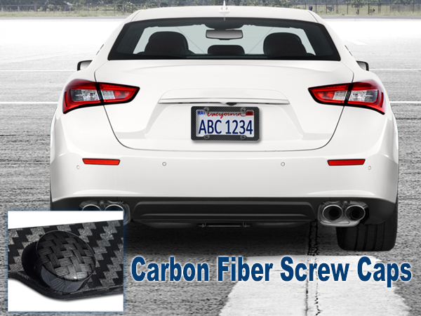 license plate frames holder carbon fiber black car black cool tag number plastic 2 pack cover screw