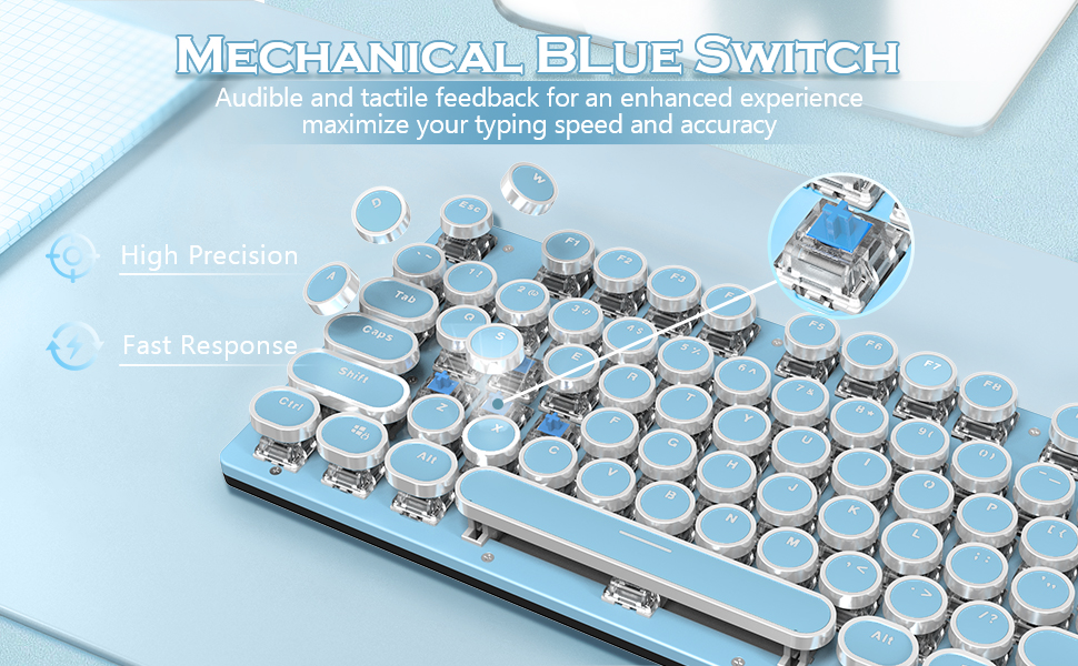 104-Key USB Wired Anti-ghosting Metal Panel Keyboard with Programmable Buttons