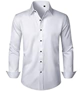 Lusead Men's Dress Shirts Long Sleeve Stretch Wrinkle Free Slim Fit Wedding Formal Button Down Shirt