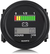 Qiilu LED Digital Battery Indicator Gauge with Hour Meter 12V/24V/36V/48V/72V for Cart
