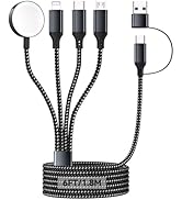 6FT/1.8M iWatch Charger, 4 in 2 USB A/C to iOS Port/Type C/Micro USB/Watch Charger Nylon-Braided ...