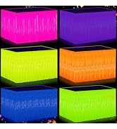 Glow in the Dark Party Supplies - 6Pack Neon Tinsel Fringe Table Skirts Party Decoration, 31.5"x1...