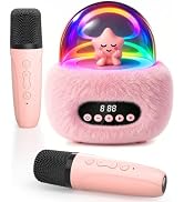 Mini Karaoke Machine for Kids, Soft Plush Portable Bluetooth Speaker with 2 Wireless Microphones ...