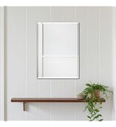 Decorative Rectangle Bathroom Mirror, Frameless Wall Mirror 16" x 12" with Beveled Edge for Vanit...