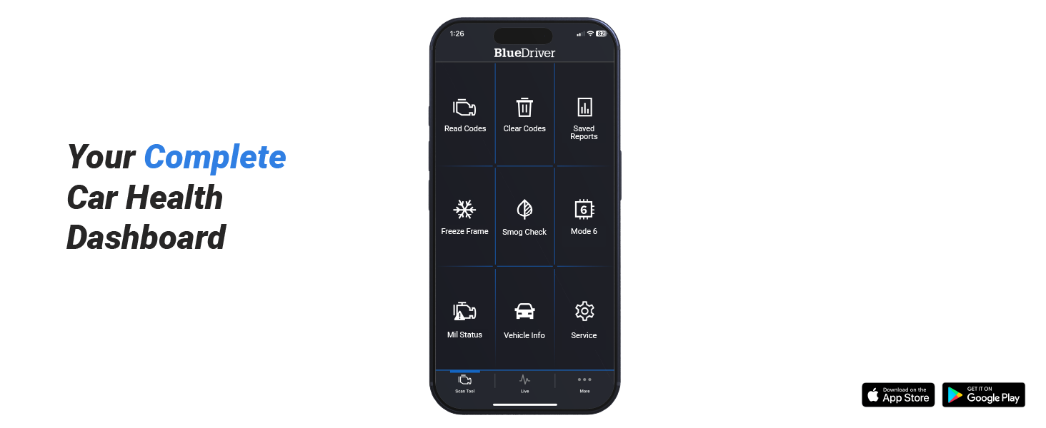 BlueDriver OBD2 Scanner Bluetooth, No Subscription, ABS SRS TPMS | OBDII Diagnostic Scan Tool, Car S...