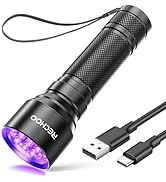 RECHOO UV Flashlight Black Light, 21 LED 395nm Ultraviolet Rechargeable Flashlights UV Light, Wat...