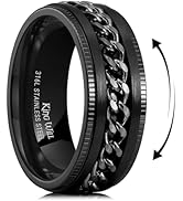 King Will 316L Stainless Steel Fidget Ring for Men Women-8mm Width with Stylish Chain Inlay Spinn...