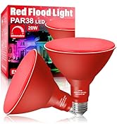 LOXYEE PAR38 Flood Red Light Bulb,2 Pack-Dimmable,E26 Base Red Flood Light Outoor(20W Replace to ...