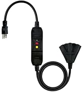 EP 8 FT Outdoor GFCI Extension Cord with LED Lighted 3 Prong Grounded Plug, 12/3 Gauge Extension ...