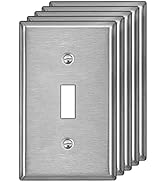 [5 Pack] BESTTEN 1-Gang Toggle Metal Wall Plate with White or Clear Plastic Film, Anti-Corrosion ...