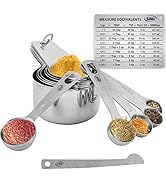 Kaluns Stainless Steel Measuring Cups, Measuring Spoons,16 Piece Measuring Cups and Spoons Set In...