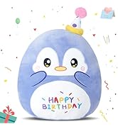 CozyWorld 13“ Birthday Penguin Plush Pillow,Penguin Stuffed Animal, Soft Plushies Pillow Toys, Cu...
