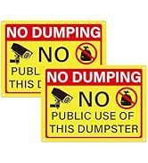 Anobell 2 Pack No Dumping Signs 10x7 inch Reflective Aluminum No Public Use of Dumpster Sign Vide...