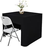 Nacuci 34X34 Inch Black Square Fitted Tablecloth Open Back Fitted Table Cloth Washable Polyester ...