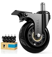 WEWILL 3" Office Chair Caster Wheels with Brake, 5-Pack Heavy Duty PU Replacement Wheels, Univers...