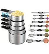 Magnetic Measuring cups and spoons Set, 304 Stainless Steel 5 Magnetic Measuring Cup and 8 Double...