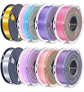 SUNLU 3D Printer Filament Bundle, PLA Silk Rainbow Filament Multicolor, Fast Color Change Each 8 ...
