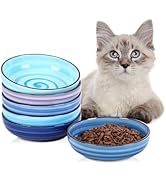 Selamica Ceramic Cat Food Bowl, 5.6 Inch Wide Shallow Cat Bowls/Dishes for Food and Water, Whiske...