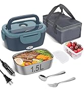 Vabaso Electric Lunch Box Food Heater, 80W Electric Heating Lunch Boxes Lunch for Adults/Men/Car/...