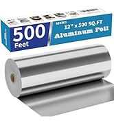 Aluminum Foil Roll, 12in x 500ft Aluminum Foil, Thick Strong Tin Foil with Cutter, Food Safe Clin...