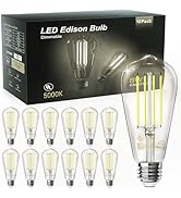 TJOY 12 Pack Vintage Edison LED Light Bulbs, Dimmable, 60W Equivalent, E26 Medium Base, 5000K Day...