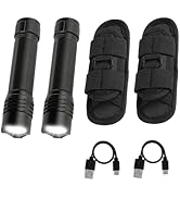 KunHe Rechargeable Flashlight High Lumens, Tactical Flashlight with Belt Holster, Bright LED Duty...