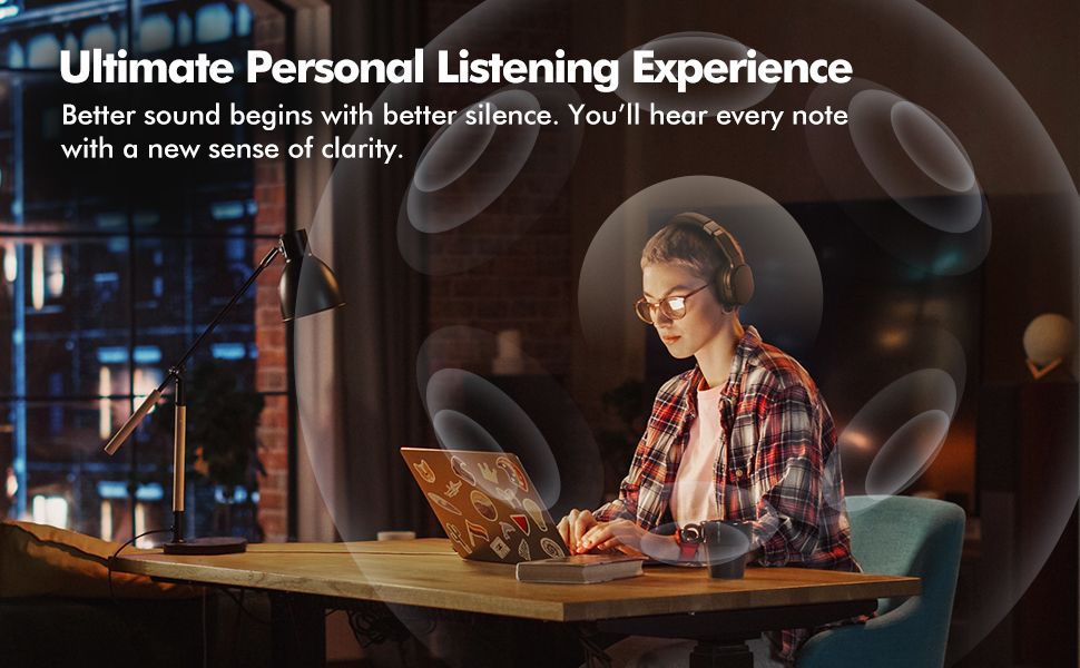 Bluetooth Headphones Over-Ear, Wireless Headsets Bluetooth Earphones w/Deep Bass