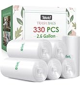 2.6 Gallon 330 Counts Strong Trash Bags Garbage Bags by Teivio, Bathroom Trash Can Bin Liners, Sm...