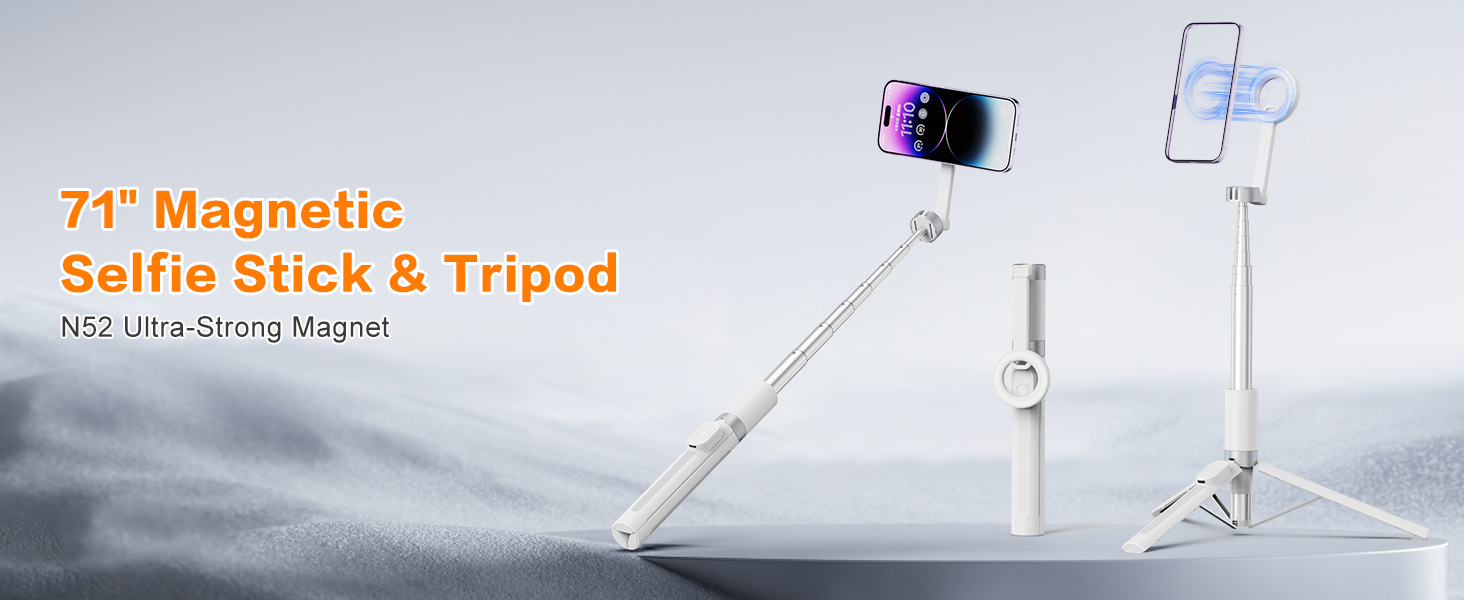 71&amp;#34; Magnetic Selfie Stick Tripod with Remote for iPhone/Android