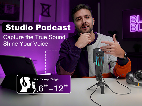 Podcast Microphone for PC/Mac/iPhone/Phone
