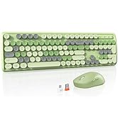 Colorful Wireless Computer Keyboards Mouse Combos,Full-Size Retro Typewiter Keyboard, 4 Level DPI...