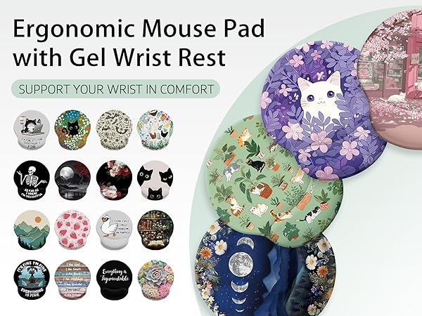 Boost Comfort Style: Ergonomic Mouse Pad with Wrist Rest. Multiple Designs for Your Home Office Desk