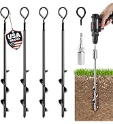 K-Brands Ground Anchors Screw-in - Heavy Duty for High Winds -Ground Stakes - Earth Anchors for S...