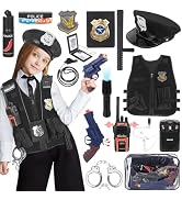 IVENRXIU Police Costume for Kids, 20Pcs Police Officer Costume Pretend Play Toy with Police Acces...