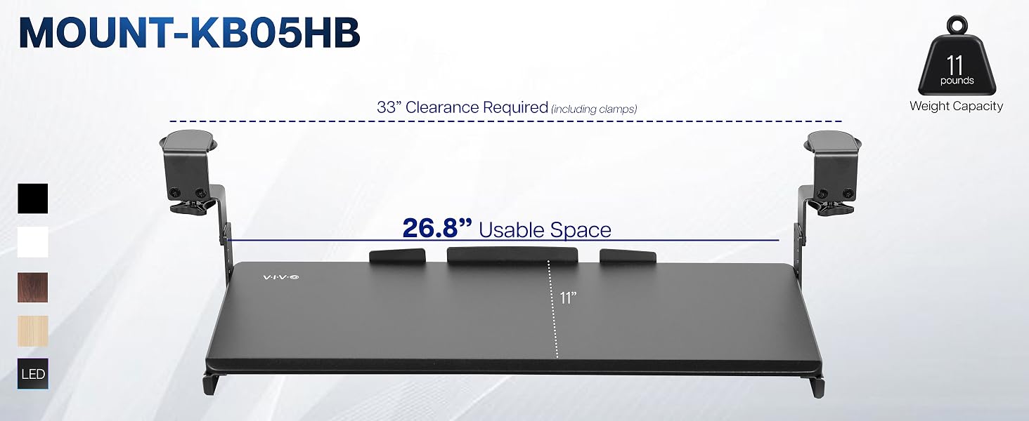 Clamp-on Height Adjustable Keyboard Tray