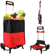 APOXCON Folding Shopping Cart with Removable Waterproof Bag and Bungee Cord, Heavy Duty Push Cart...