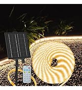 echosari 32.8Ft Solar Strip Lights Outdoor, IP68 Fully Waterproof LED Strip Lights with Timer Rem...